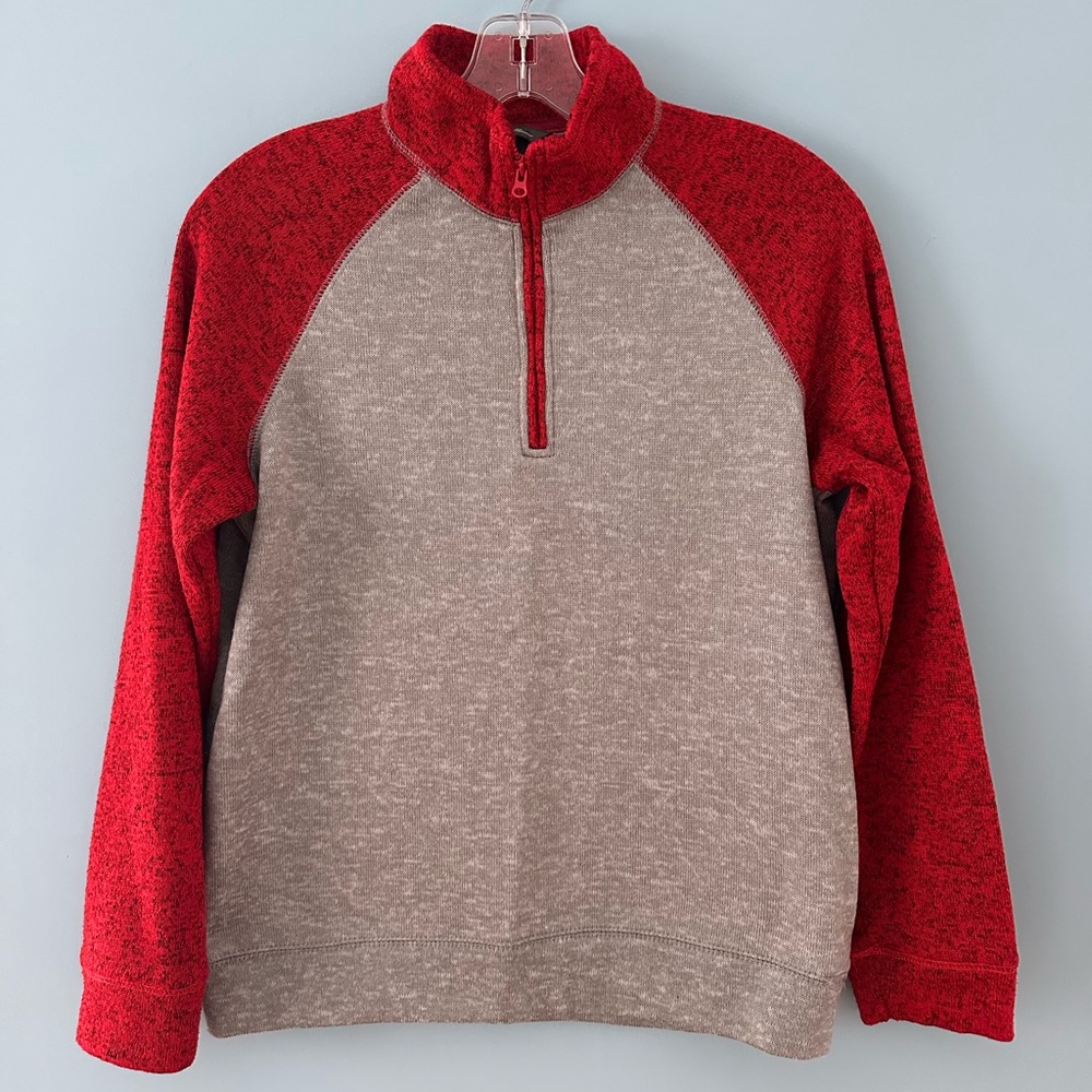 Eddie Bauer Boy’s Red and Gray Quarter-Zip Sweatshirt- size 14
